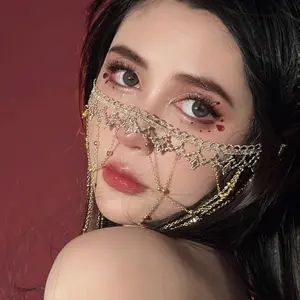 Ultra-Ethereal Ancient-Style Tassel Face Veil for Hanfu & Costume COS Hair Accessory Ideal for Internet Celebrity Shoots & Western Regions Dancer Looks