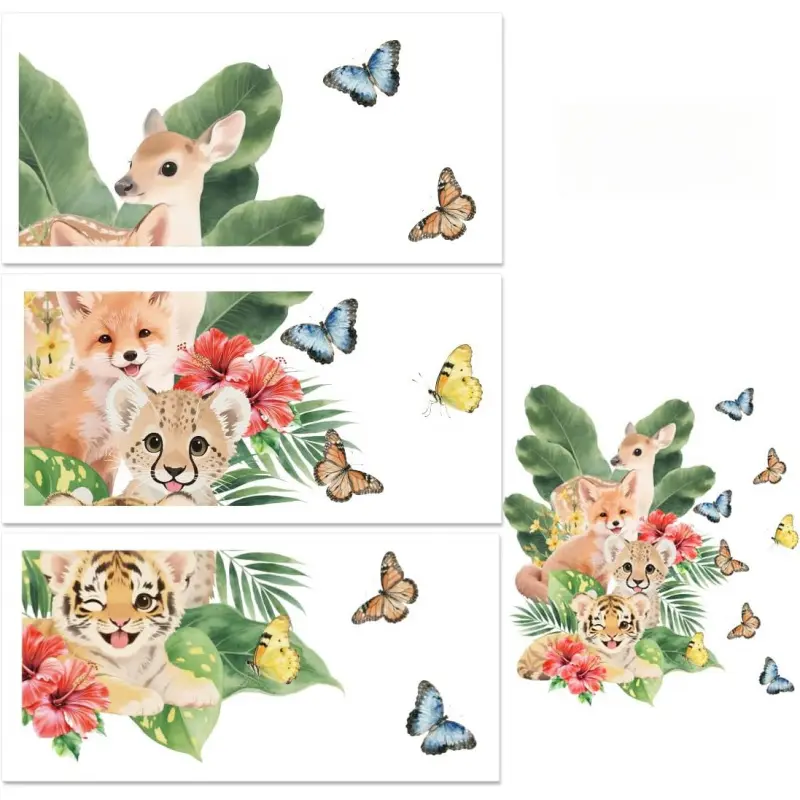 3 Sheet Forest Animals Furniture Decals, Cabinet Stickers for Dresser Drawer Kitchen Vanity Farmhouse, Removable Vinyl Stickers, Easy Peel and Stick, Large Pattern