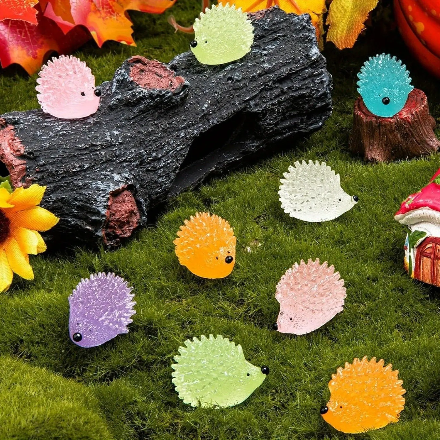 12/24/36Pcs Mini Resin Hedgehog Miniature Hedgehog Decorative Ornament Charms, Tiny Hedgehog Figurines Resin Small Animals for DIY Craft Garden Landscape Potted Plant Aquarium Garden Accessories Decoration, Resin Animal Sculptures