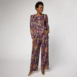 G by Giuliana 2-piece G-Knit Puff-Sleeve Top & Full-Leg Pant Set