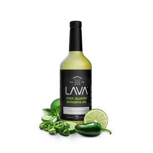 LAVA Premium Spicy Jalapeno Margarita Mix, made with Real Jalapenos, Agave, Key Lime Juice, No Artificial Sweeteners, Lots of Flavor. 1-Liter (33.8oz)