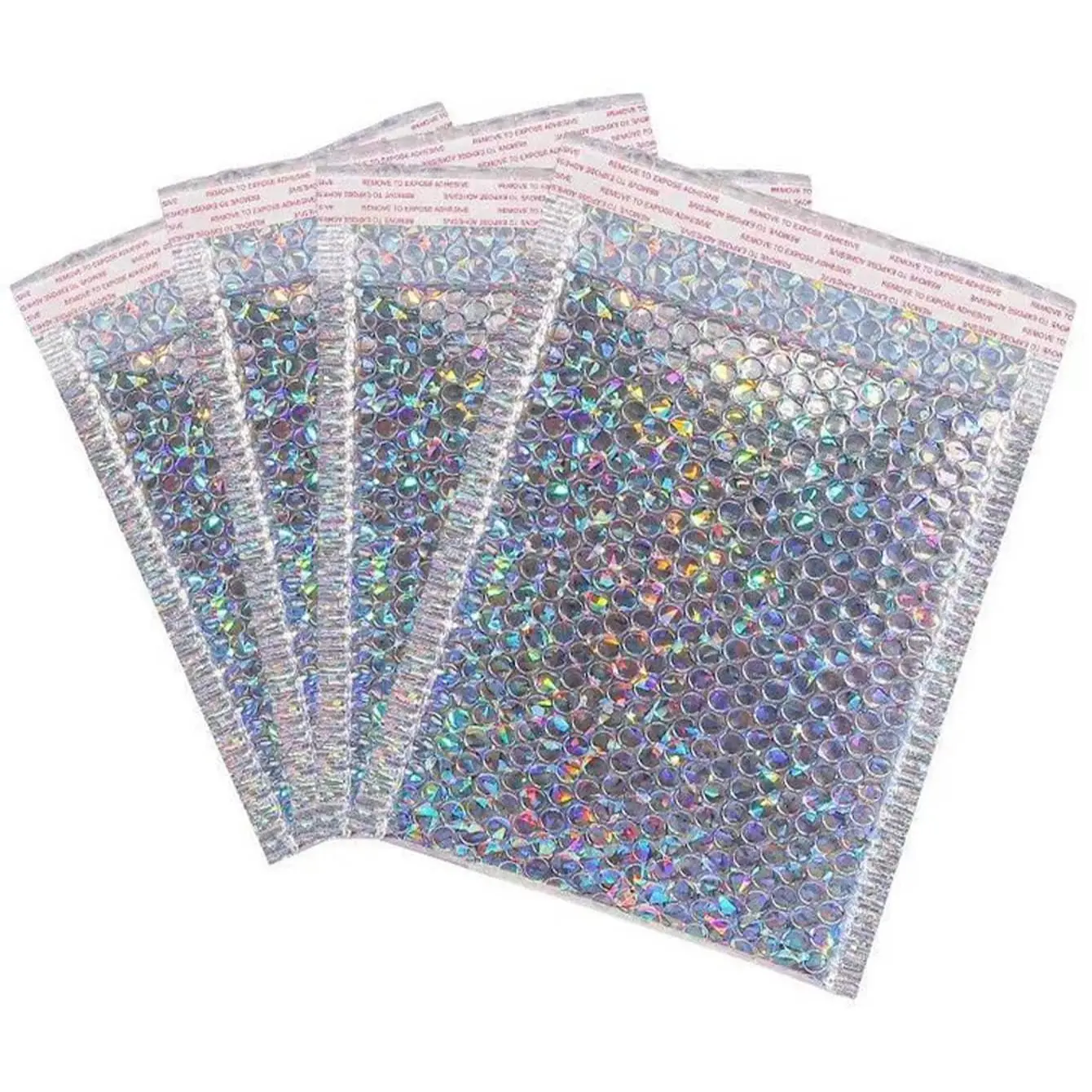 10-50pcs Metal Bubble Envelopes, Padded Envelopes, Holographic Bubble Mailers, Mailing Envelopes, Poly Bubble Mailer, Waterproof Polymailers, Pe Padding, Waterproof Self-Seal Bags, Silver Color, Ideal for Books, Clothes, Cosmetics, Shipping Supplies