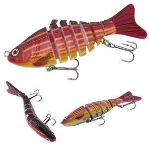 Lures with Hooks 3D Realistic Eyes ABS Material 6 Segments for Bass Trout Walleye Ultra Sharp Treble Hooks Lifelike Fishing Baits