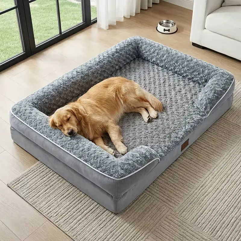 Orthopedic Joint Relief Dog Couch Bed for Large Dogs - Waterproof Lining, Washable, Non-Skid Bottom, Removable Cover, Supportive Grey Pet Bed