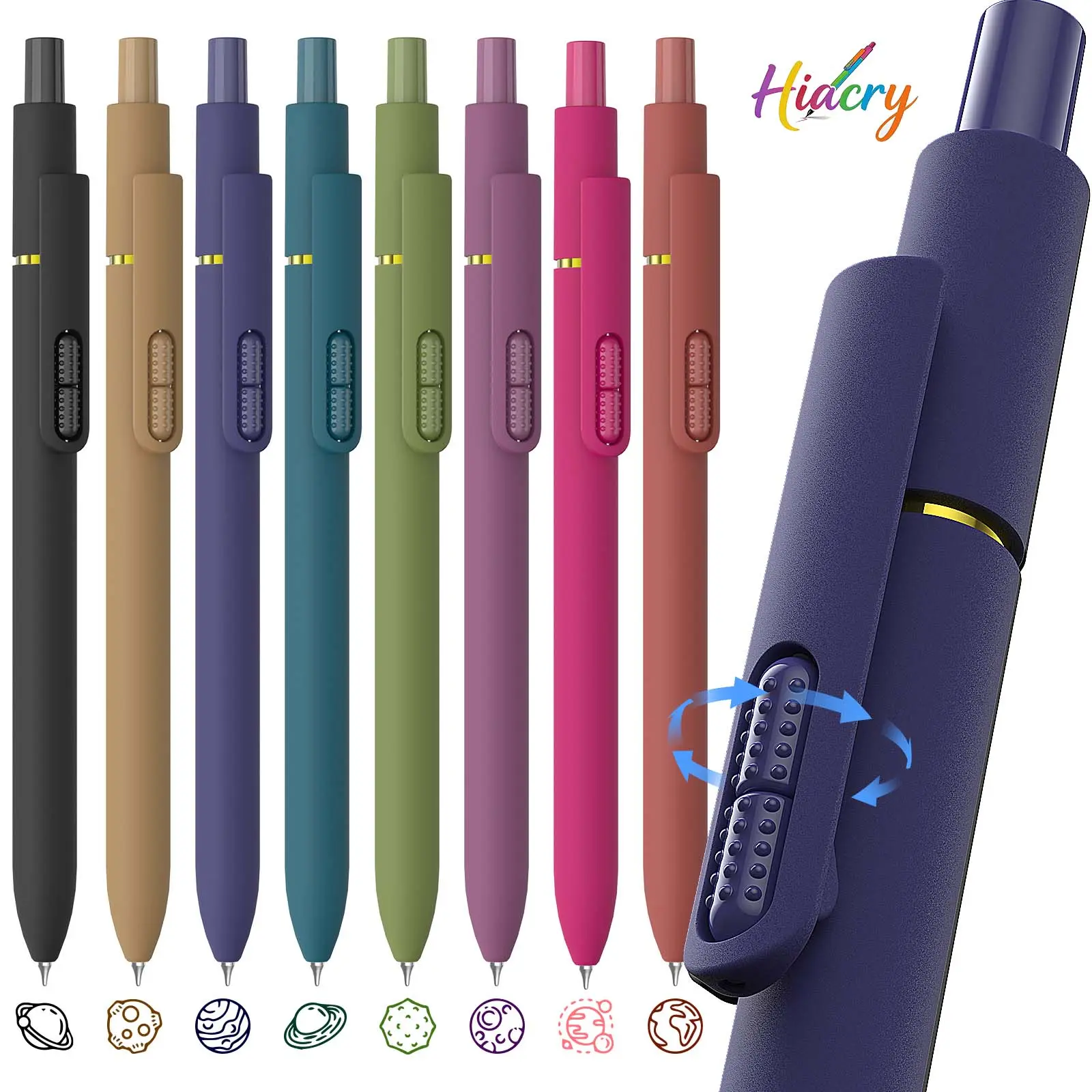 Hiacry 8-Pack Gel Pens, 0.7mm Fine Point Fidget Pens, Smooth Writing for Journaling & Drawing, Aesthetic Vintage Color Pens for Women, School & Office Supplies