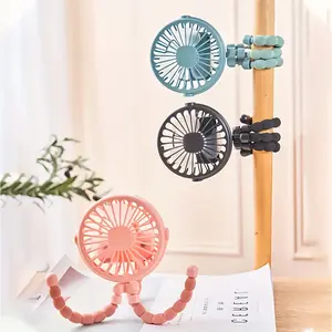 Multi-Scene Octopus Fan - USB Rechargeable 3-Speed Cooling Fan with LED Light, Perfect for Stroller, Travel, Office & Home