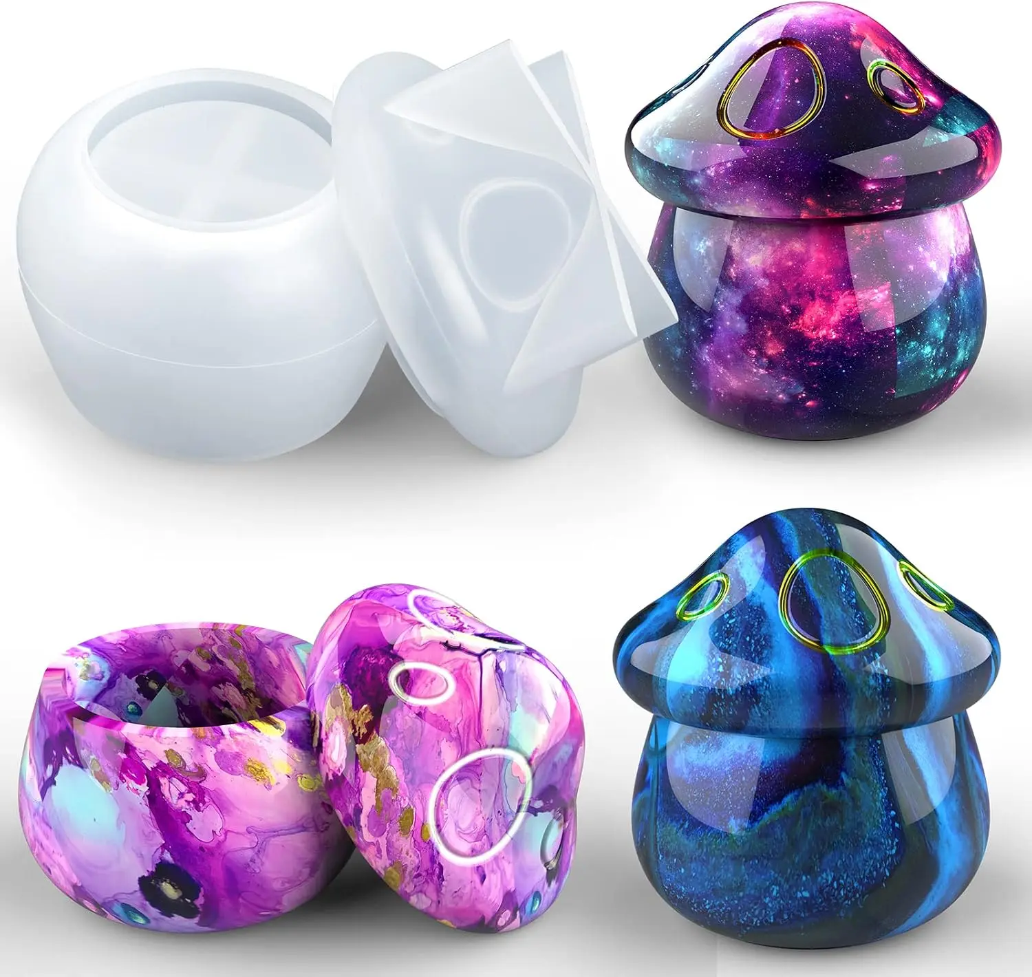 Resin Molds Silicone, Mushroom Jar Silicone Molds for Epoxy Resin Casting for DIY Jewelry Storage Box, Candy Container, Home Decoration
