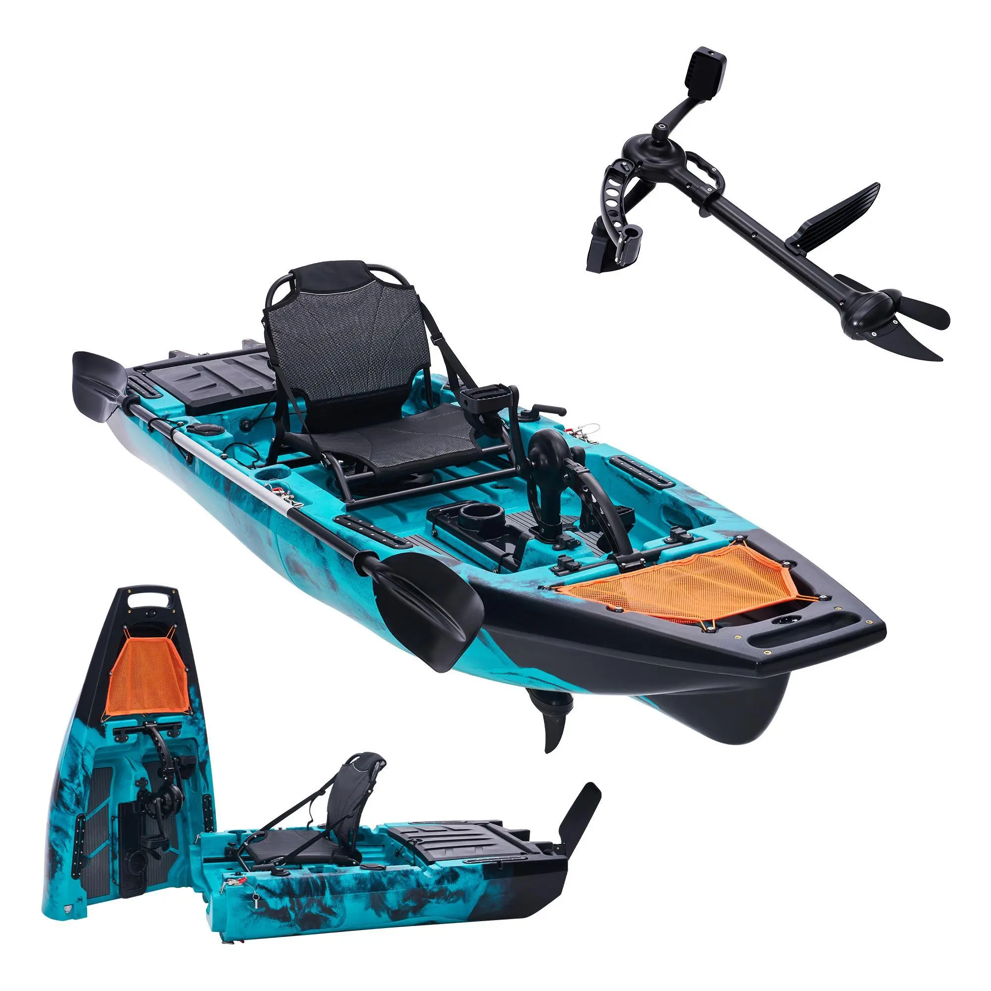 [Ships in 2 Boxes] VanAcc Modular Fishing Kayak with Drive System & Durable HDPE, Customizable Lightweight Sit-on-Top Kayak for Adults & Youth, Ideal for Leisure & Commercial Use, 420lbs Capacity