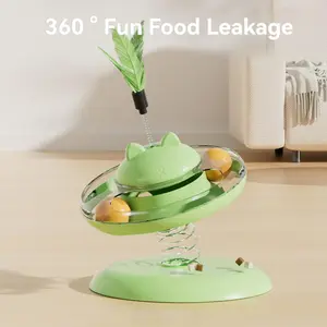 All-in-One Interactive Cat Toy - Fluttering Feather, Rolling Track Balls & Leaking Treat Bowl for Ultimate Indoor Feline Fun & Exercise, Cat Toys,