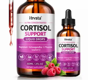 Cortisol supplement drops, a 17-in-1 cortisol lowering agent, containing KSM-66, Ashwagandha, theanine, Rhodiola rosea, magnesium, to balance hormones, lower cortisol levels in women, and provide a soothing and relaxing effect. (Raspberry flavor)