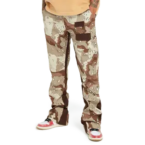 Washed Camo Flare Twill Pants Desert