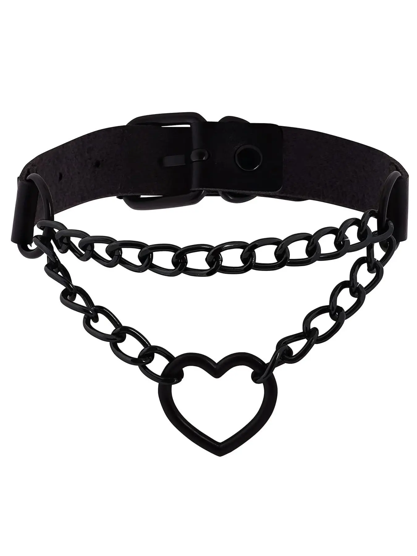 Gothic Style Heart Design Chain Adjustable Choker, Chain Heart Pendant, Fashion Jewelry for Party, Trendy Jewelry for Women & Men, Ideal Gift, Gothic Mystery Accessories