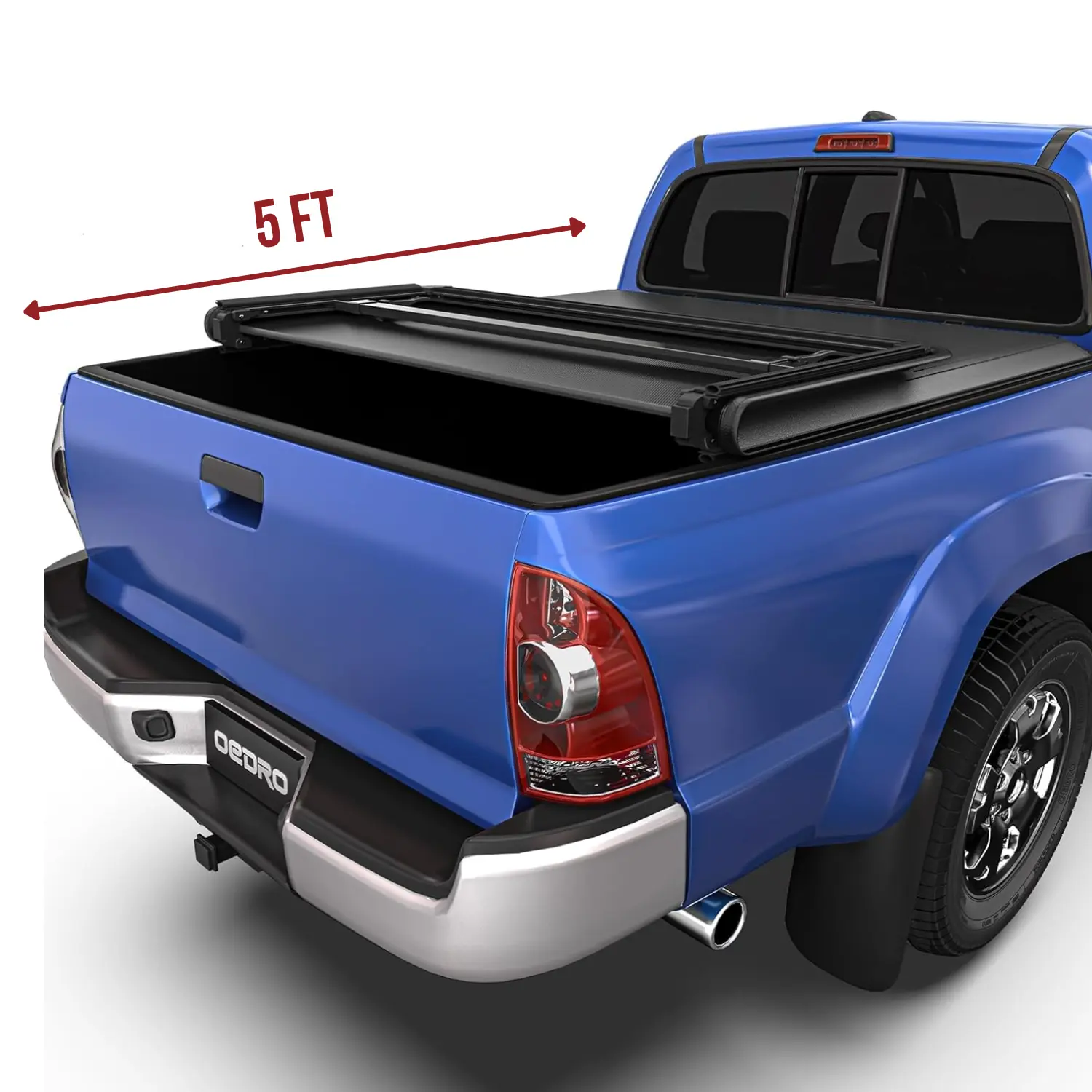 [Fits 2005-2015 Toyota Tacoma] 5 Ft Soft Tri-fold Truck Tonneau Cover, Fleetside with Track Rail System