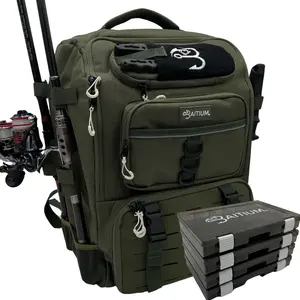 Baitium Fishing Tackle Backpack with Tackle Trays, Rod Holders, and Cooler Pocket