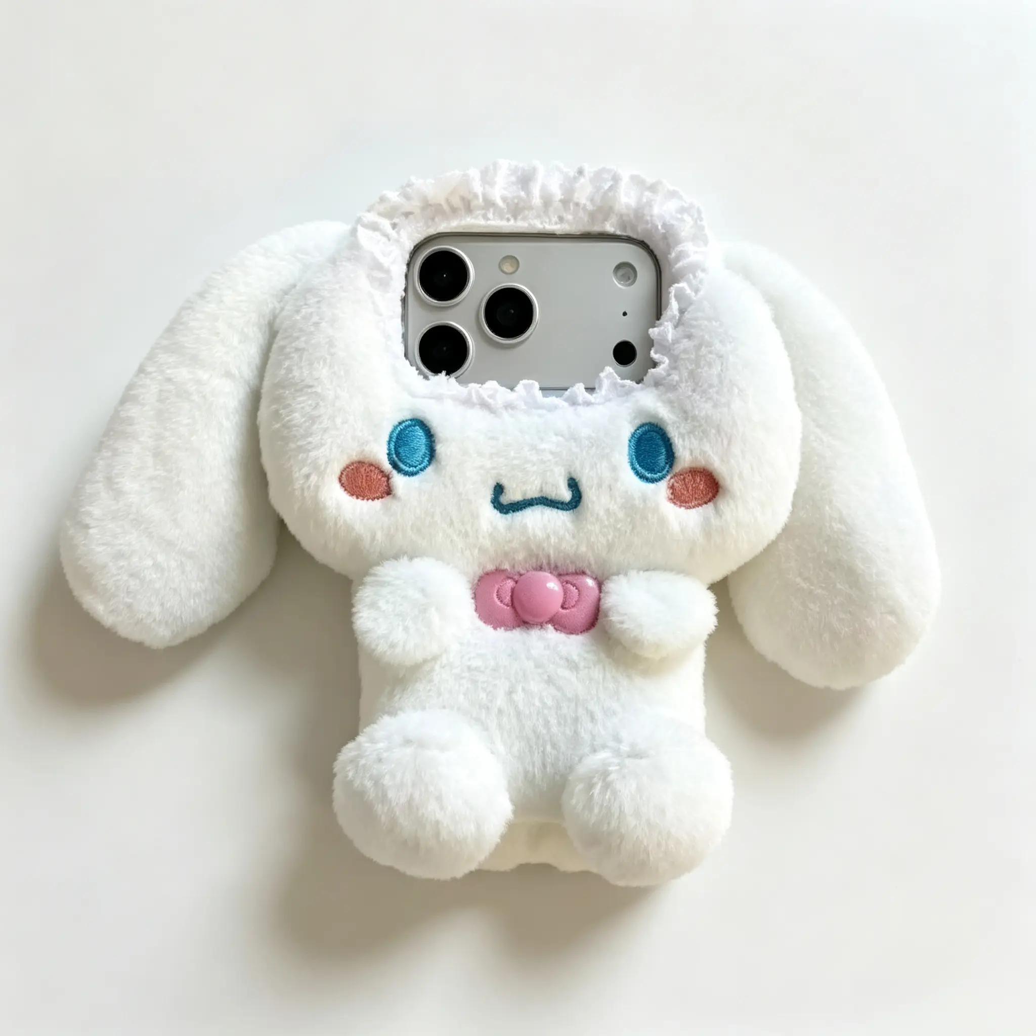 Cinnamoroll Plush Phone Case Sanrio Licensed Soft Fluffy Shockproof Protective Cover Kawaii Phone Accessory for Girls & Women