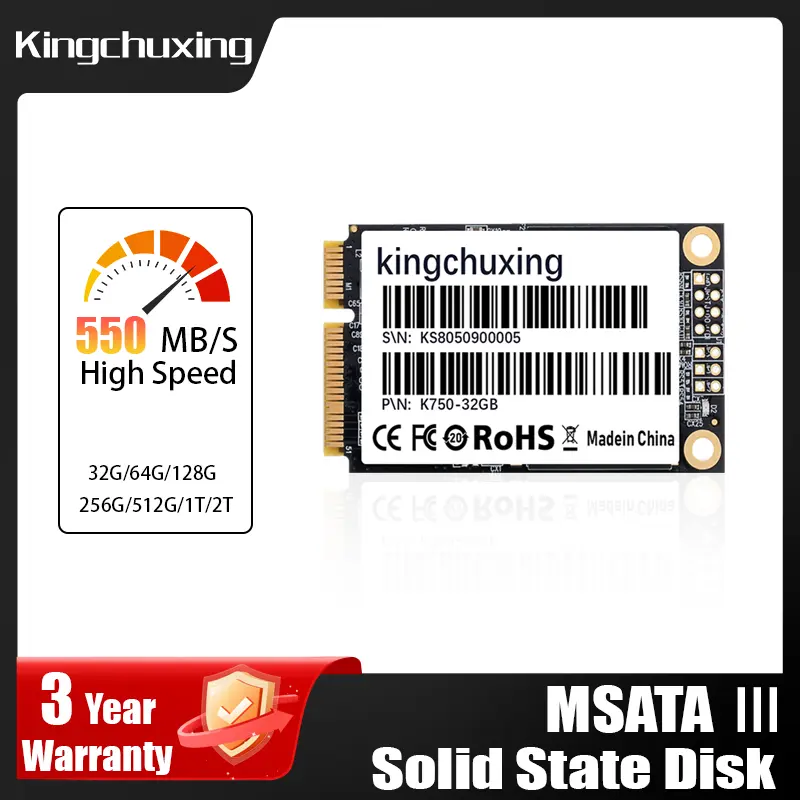 Kingchuxing SSD MSATA SATA 2TB 1TB 128GB 256GB 512GB Internal Solid State Drive High Performance Hard Drive for Desktop Laptop