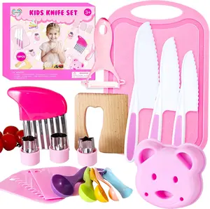 CAROLART Kids Cooking Set 29-Piece Kitchen Tools for Toddlers Real Cooking Safe Knives Crinkle Cutter Cutting Board Montessori Toys for 3+ Years Old Girls & Boys