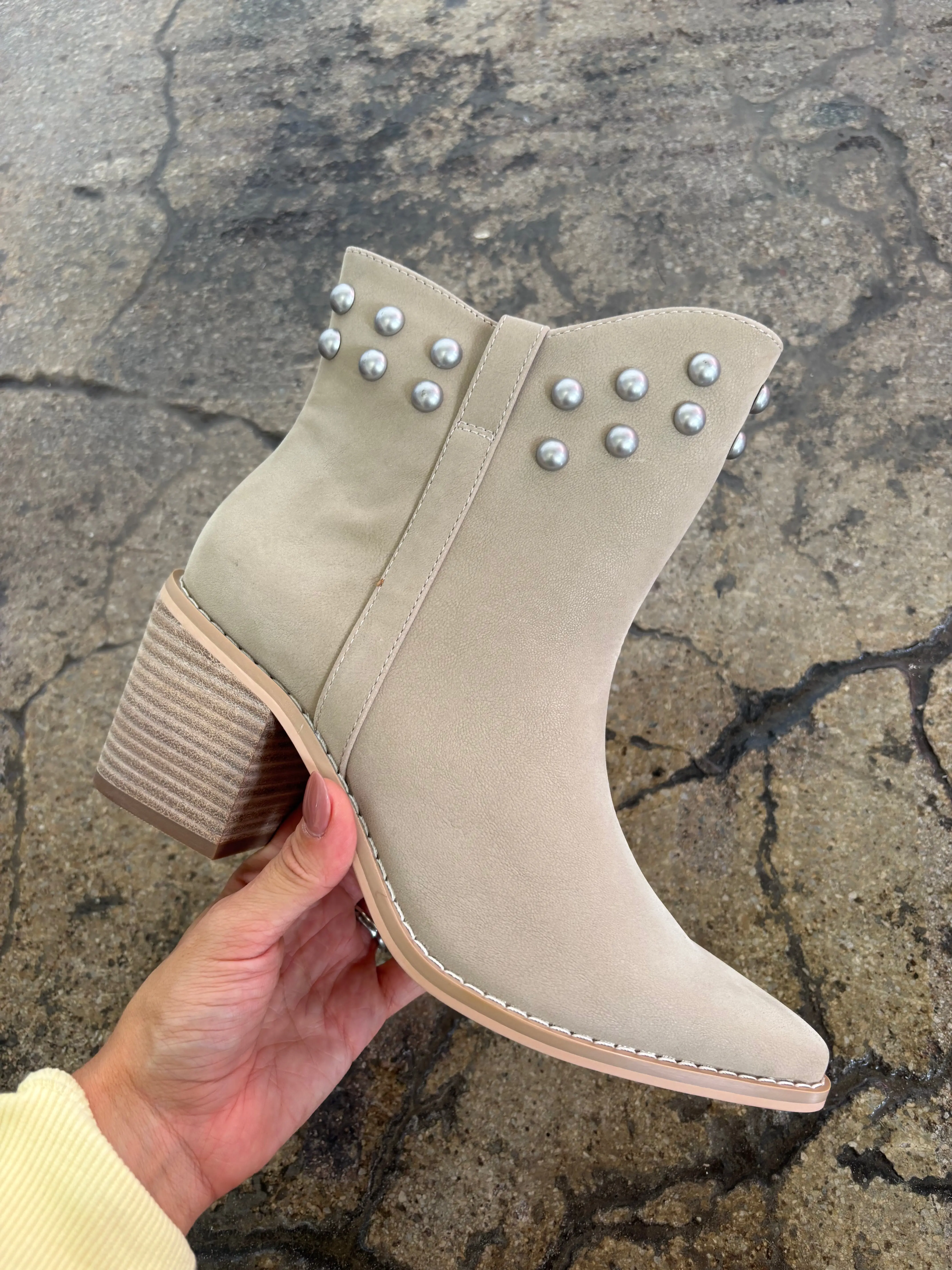 Women's Studded Collar Booties - Taupe Women's Shoe, Stylish Footwear for Daily Wear