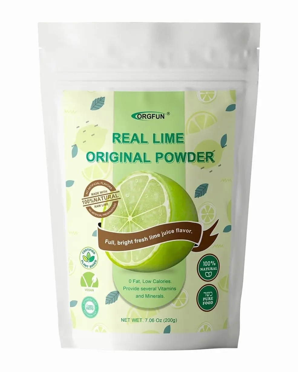 ORGFUN Original Lime Powder, Whole Lime Juice Freeze Dried Powder, Great for Cocktails, Drinks, Smoothies, and Cooking 7.06 Oz