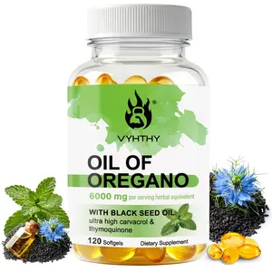 VYHTHY Oregano Oil  with Black Seed Oil 6000mg – High Potency Carvacrol & Thymoquinone Complex – Immune Support, Gut Health & Digestive Cleanse Supplement – Non-GMO, Smooth Softgels