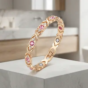 Premium Magnetic Balance Bracelet Crystal Adjustable Bangle Skin-Friendly Alloy Wrist Jewelry for Women
