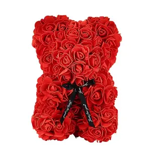 Eternal Rose Teddy Bear 25CM Artificial Flower for Valentine's Day Anniversary Gifts Red Rose Bear for Special Occasions