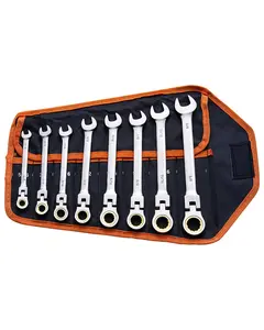 【Summervibes】VEVOR Flex-Head Ratcheting Wrench Set 8 PCS SAE 5/16"-3/4" with Roll-up Pouch