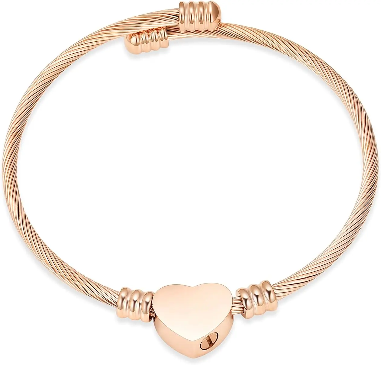 Cremation Bracelet for Ashes Memorial  Stainless Steel Heart Shape Urn Pendant Bangle Loved Ones Funeral Ashes Holder Keepsake