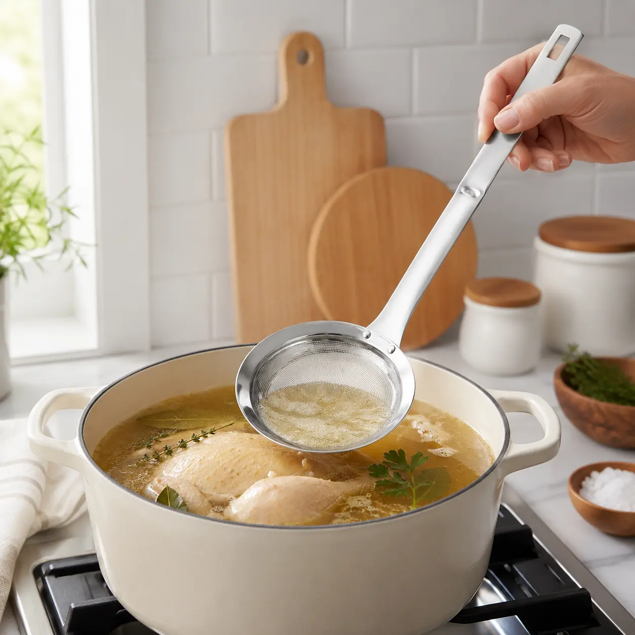 Stainless Steel Mesh Colander Strainer, Kitchen Cooking Accessories for Filtering Cooking Oil Residue and Hot Pot Grease