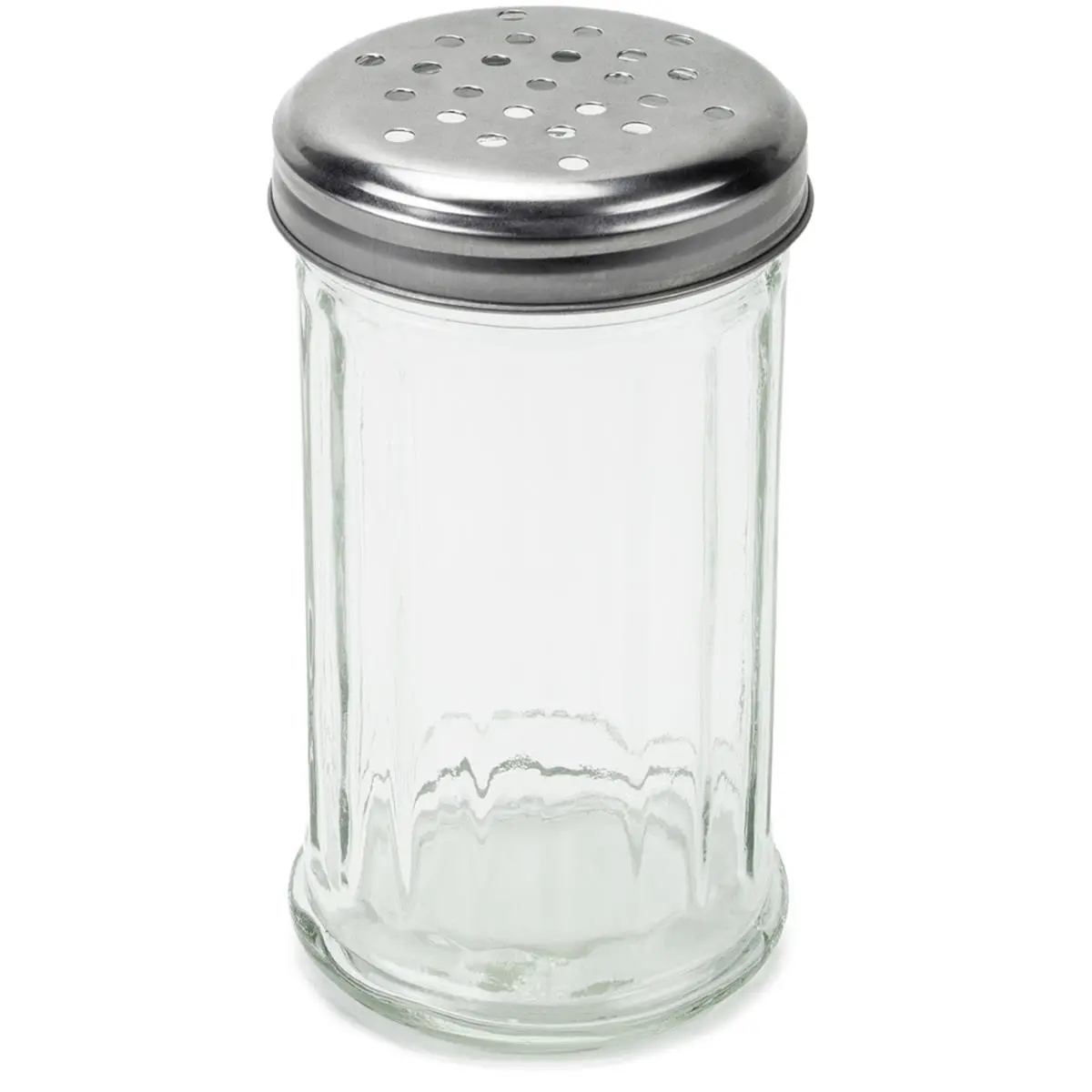 212 MAIN 12oz Glass Pepper & Seasoning Shaker - Metal Lid, Cheese-Hole Design, Classic Straight Sided Flute Shape, Top Rack Safe, Dog & Cat Feeding Supplies, Spill-Free Kitchen Food Storage Container
