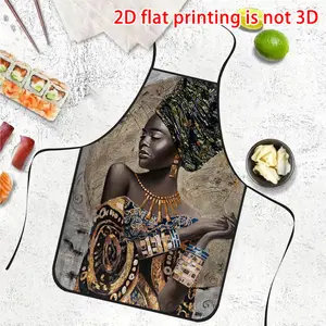 African Art Tribal Women Print Apron, Fun Apron, Durable Polyester Material, Suitable for Cooking, BBQ, Gardening, Painting, Manicure, Unisex, Indoor & Outdoor Use