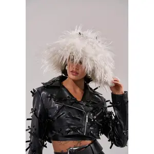 WITH A BOW FAUX FUR BUCKET HAT