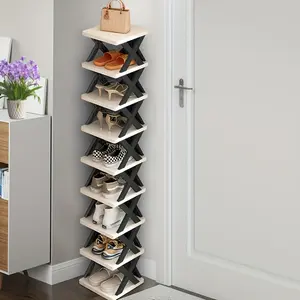 Space-Saving Corner Vertical Shoe Rack Tower, High Narrow Design, Durable Plastic Shelf, Holds 2 Pairs, Ideal for Entryway, Closet, Garage, Living Room, Shoe Shelf Organizer