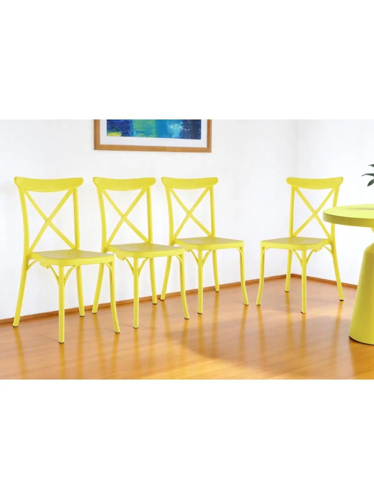 212 MAIN Yellow Heavy-Duty Plastic Cross-Back Dining Side Chairs - Set-of-4, Set-Of-Four