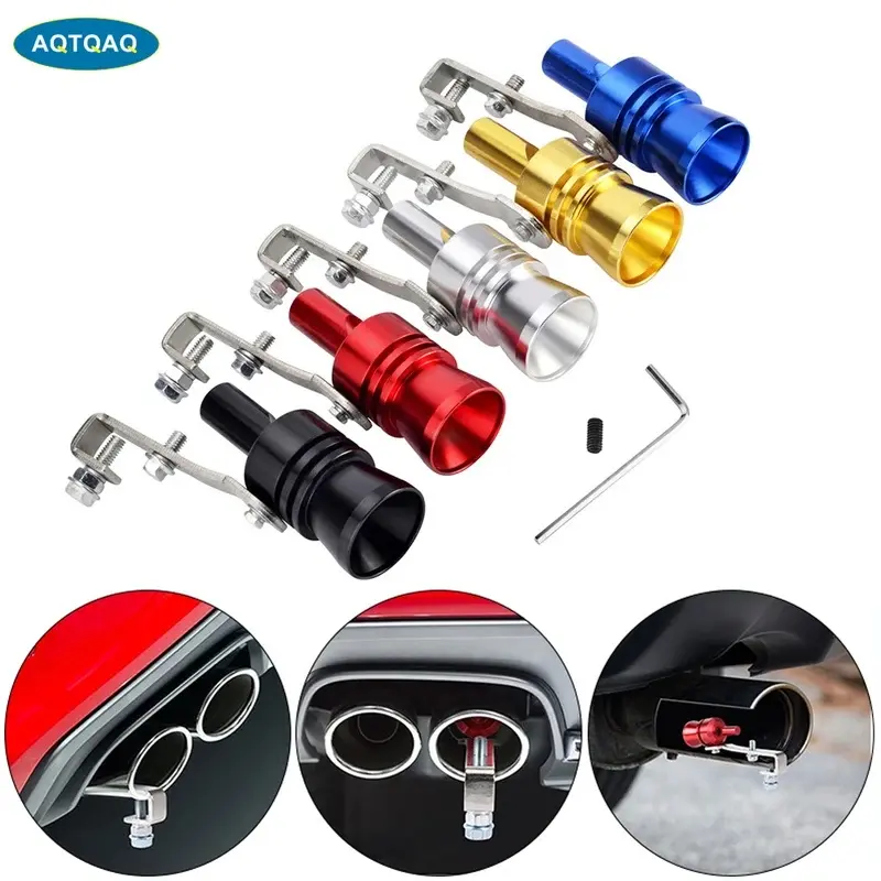 Universal Aluminum Alloy Turbo-Like Sound Exhaust Muffler Pipe Whistle, Car Tailpipe Mount Blow Off Valve Simulator (Sizes S/M/L) for Car Exhausts