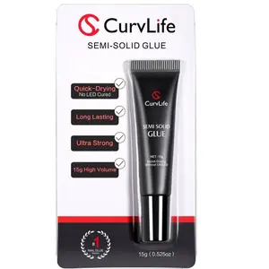 CurvLife 15g Semi-Solid Nail Glue – Upgraded Super Strong Quick-Dry Formula, No LED/UV Cure Needed, Long-Lasting Hold for Press-On Nails, Easy Application, Beginner Friendly, Salon-Quality Adhesion