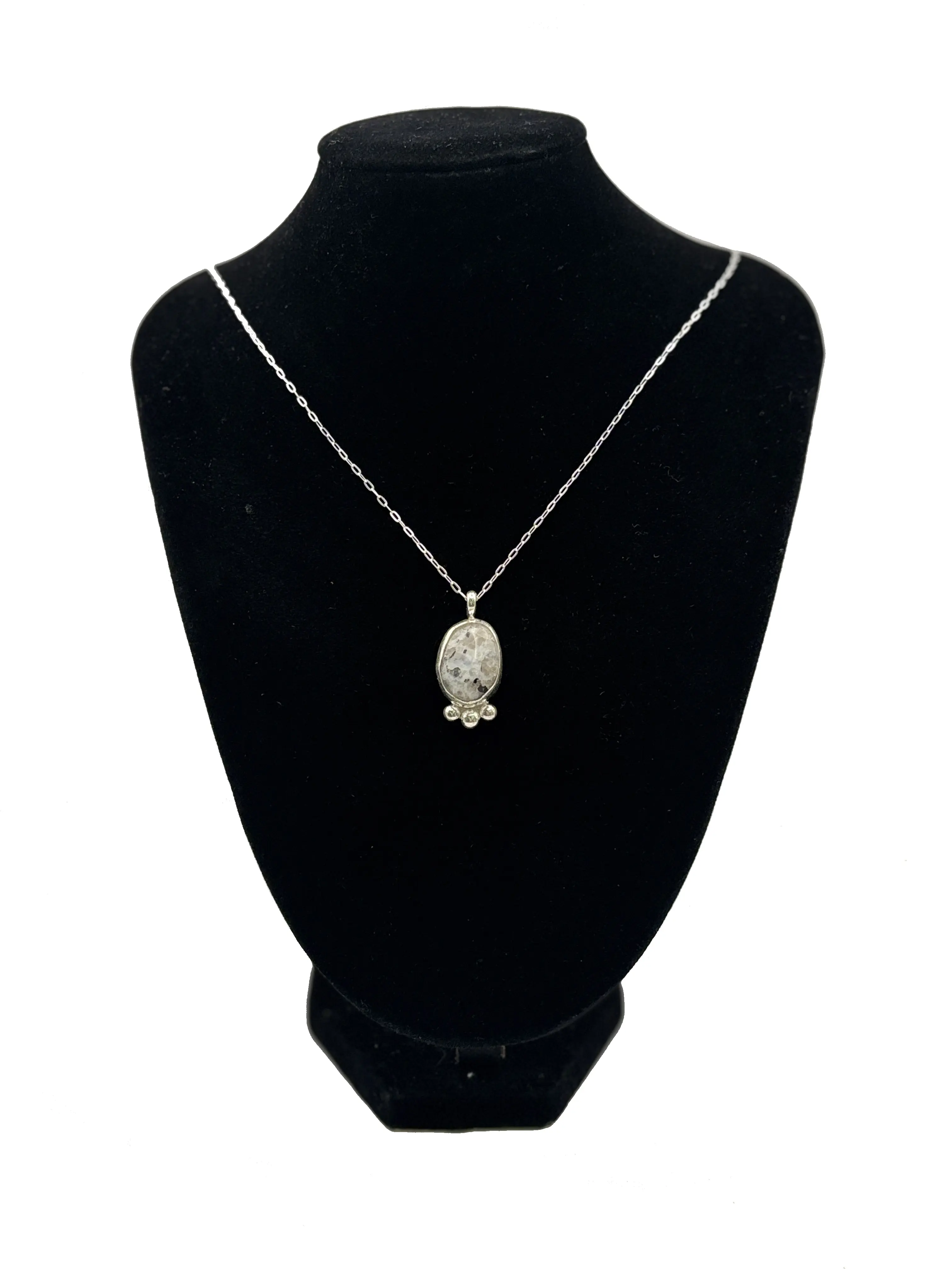 Handmade Sterling Silver Rainbow Moonstone Pendant Necklace