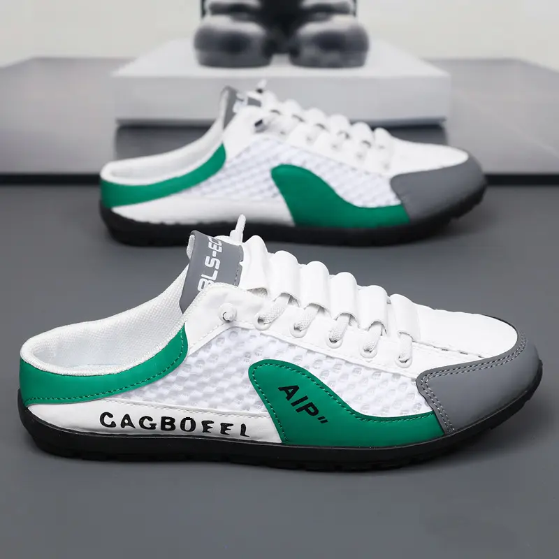 003 half set shoes white green