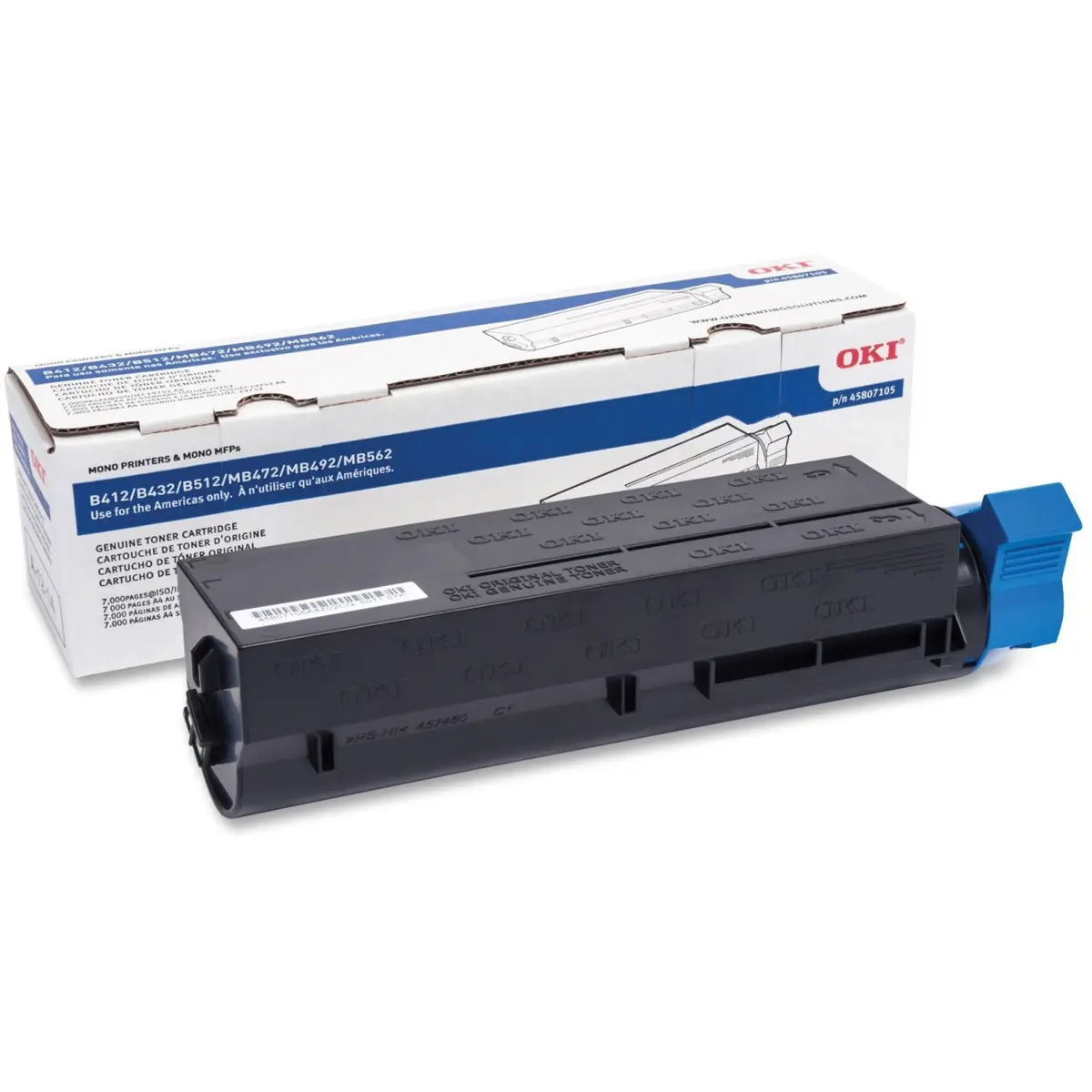 OKI Data High Yield Black Laser Toner Cartridge for B412dn, B432dn, B512dn, MB472w, MB492 and MB562w Printers, 7K Yield