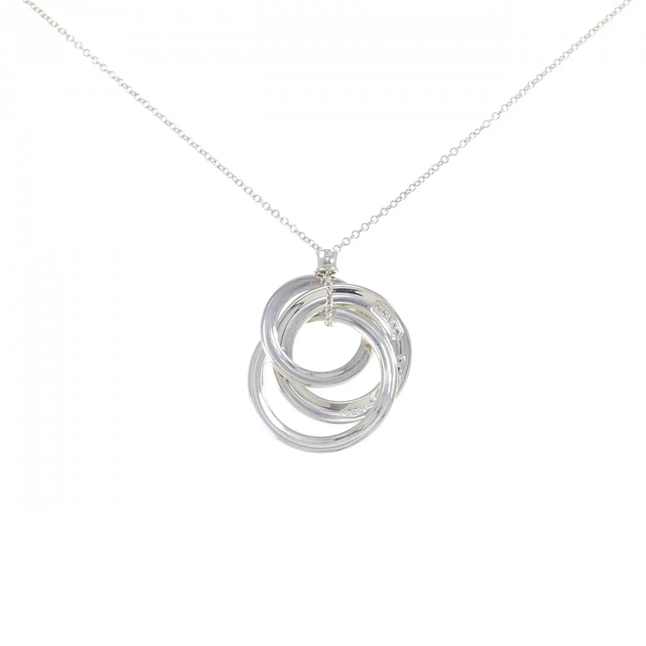 Pre-owned Tiffany & Co. Sterling Silver 925 (Ag925) Small Leather Goods Tiffany 1837 Interlocking Circle 925 Silver Necklace