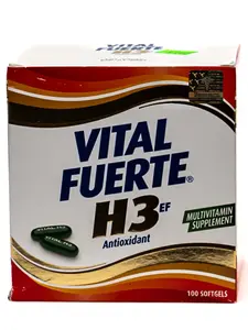 Vital Fuerte H3 Edible Dietary Capsule - 100-Count Multivitamin, Antioxidant Healthcare Supplement with Vitamins, Minerals for Daily Use Wellness Support
