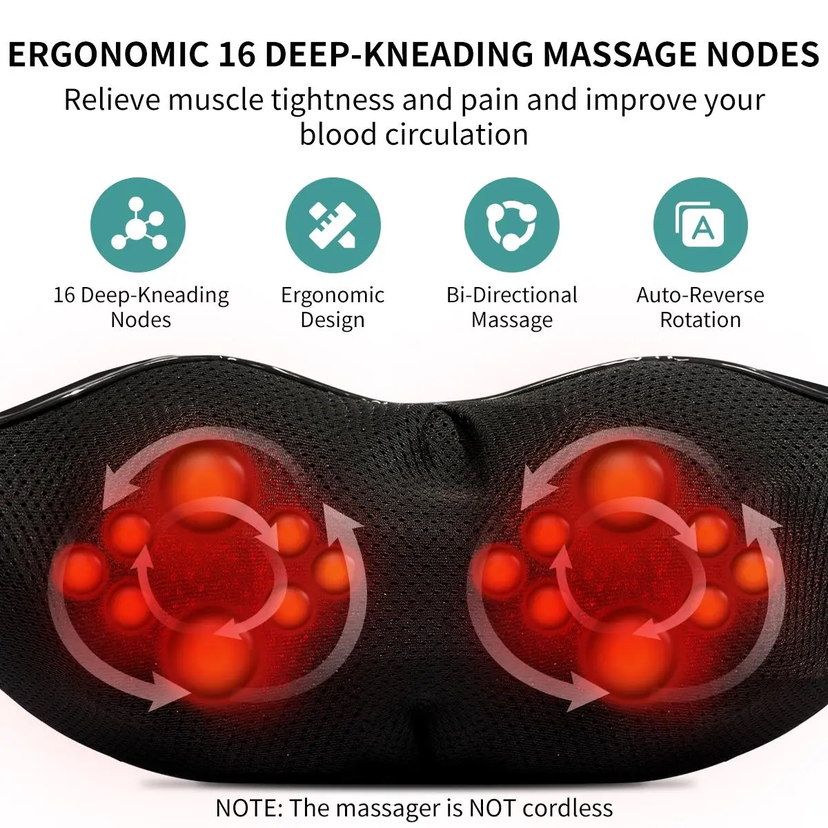 Shiatsu Neck and Back Massager with Soothing Heat, Ergonomic 8 Deep-Kneading Massage Nodes with Heat Electric Shiatsu Back Massager for Neck Shoulder & Body Muscle Relief Portable 12V DC Power Supply - Black Shiatsu Neck and Back Massager with Soothing Heat, Ergonomic 8 Deep-Kneading Massage Nodes with Heat Electric Shiatsu Back Massager for Neck Shoulder & Body Muscle Relief Portable 12V DC Power Supply - Black
