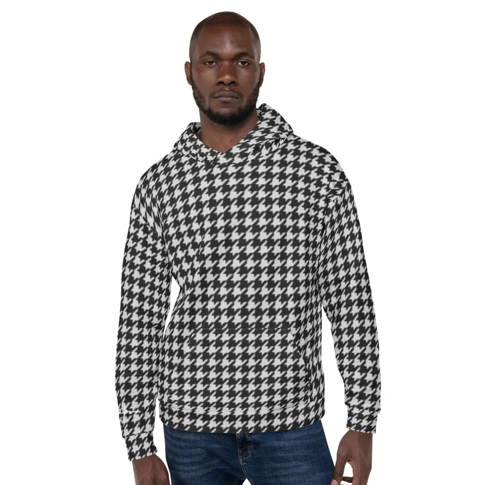 Recycled Unisex Hoodie - B&W Houndstooth - Men