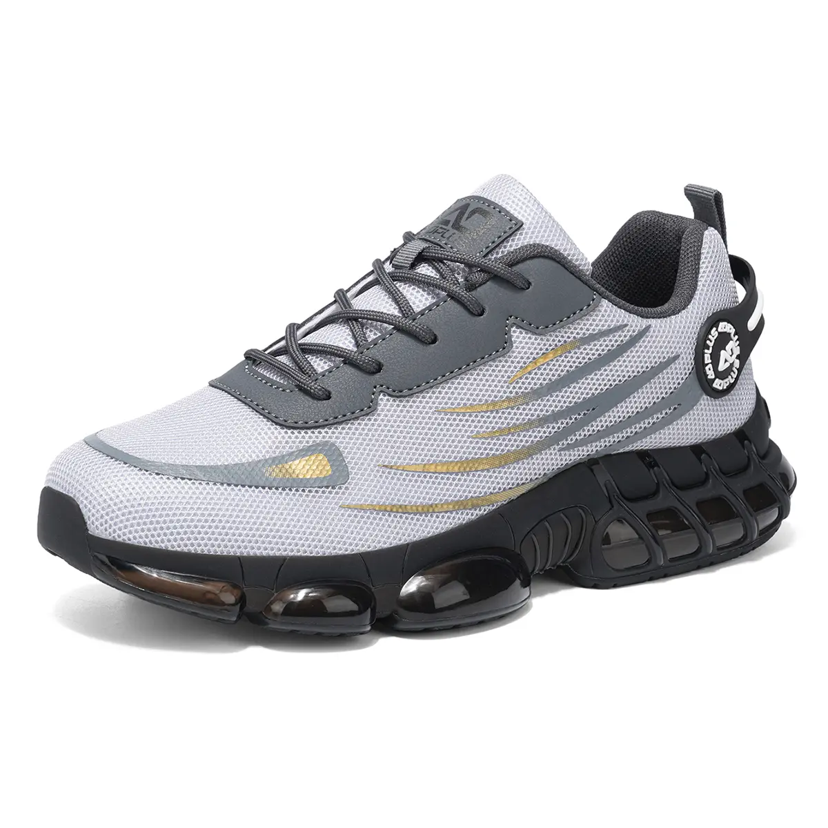 ADPLUS Techwear Chunky Sneakers – Grey & Black Retro Platform Trainers, Men's Breathable Athletic Street Style Shoes, Fashion Cushioned Running Footwear