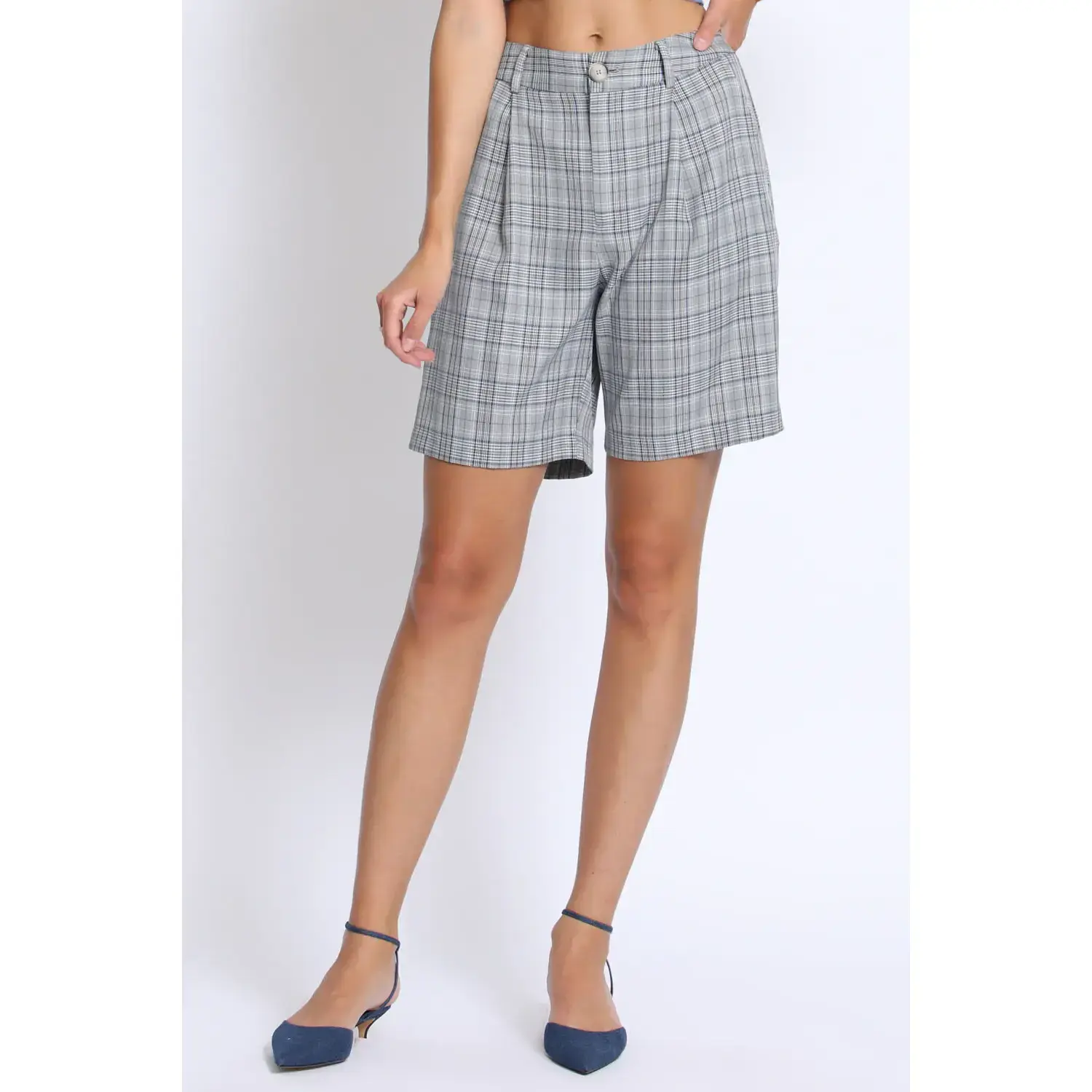 Women's Plaid Bermuda Shorts - Style GSP981