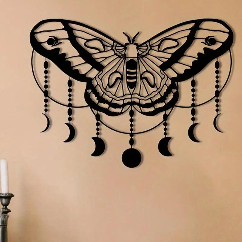 Moon Moth Wall Art, Decorative Wall Art, Metal Wall Decor, Art Wall Decoration, Wall Hanging Decor for Home, Bedroom, Hallway, Yoga Room, Mysterious Wall Decor, Room Decor, Hangable