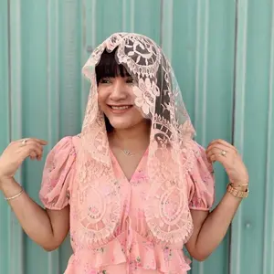 Authentic Leavers Lace Mantilla Veil | Classic Medallion Design | European Lace Chapel Veil