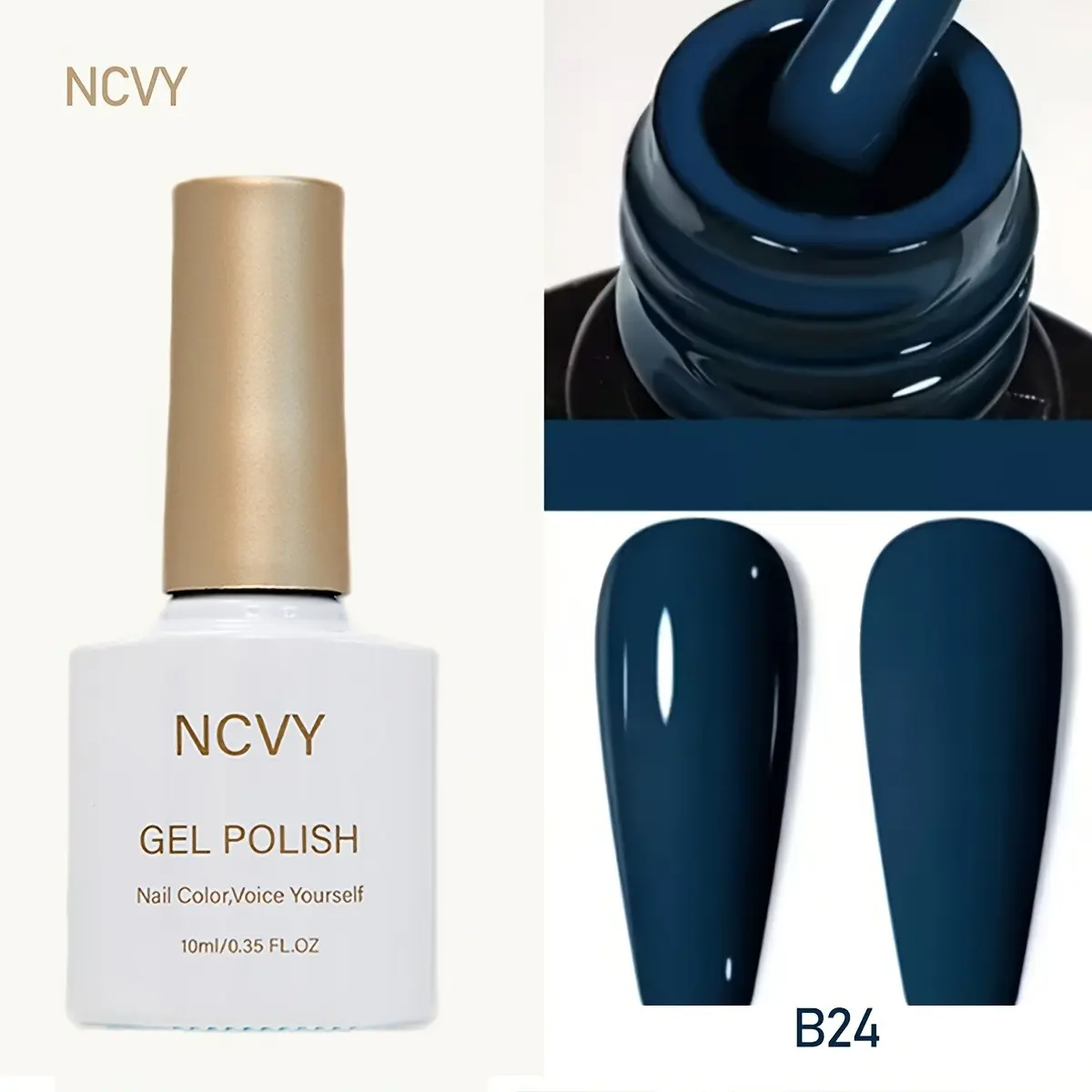 NCVY Navy Blue Gel Nail Polish, 10ml/0.35oz Nail Polish, long-lasting formula with LED curing, salon quality Manicure, perfect for DIY at home, ideal gift for Valentine's Day and spring/summer, safe formula free of HEMA.