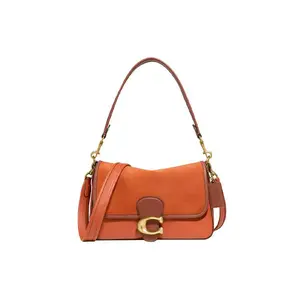 Coach Tabby 26 Classic C-Turn Lock Crossbody Bag for Women, Suede-and-Leather Soft Hobo in Canyon Rust Multicolor
