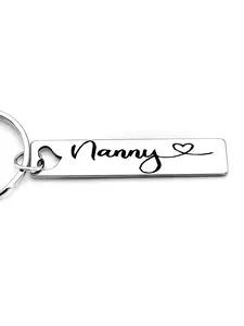 Personalized Stainless Steel Keychain, Keychain for Car Key, Fashion Accessories for Women & Men, Perfect Gift for Nanny, Personalized Heart Tag
